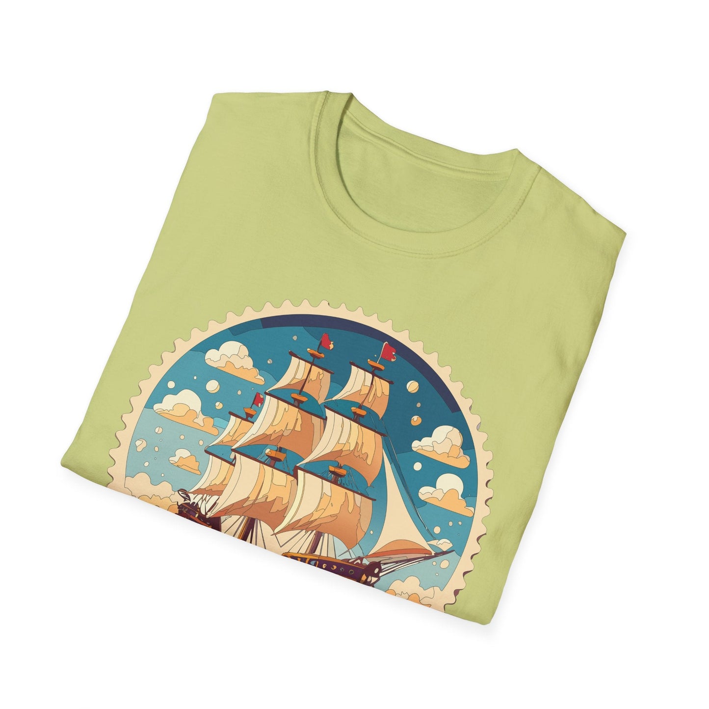 Frigate Ship T Shirt Unisex Short Sleeve 100 Percent Ring Spun Cotton Soft Tee Gildan 64000