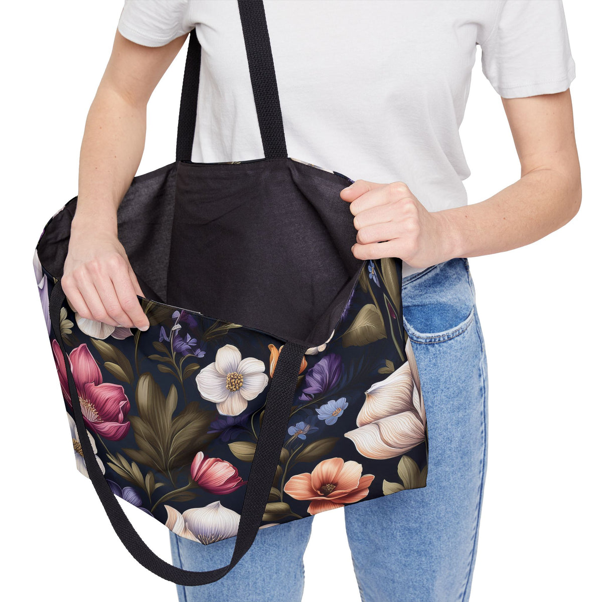Floral Print Poly Canvas Weekender Bag 12