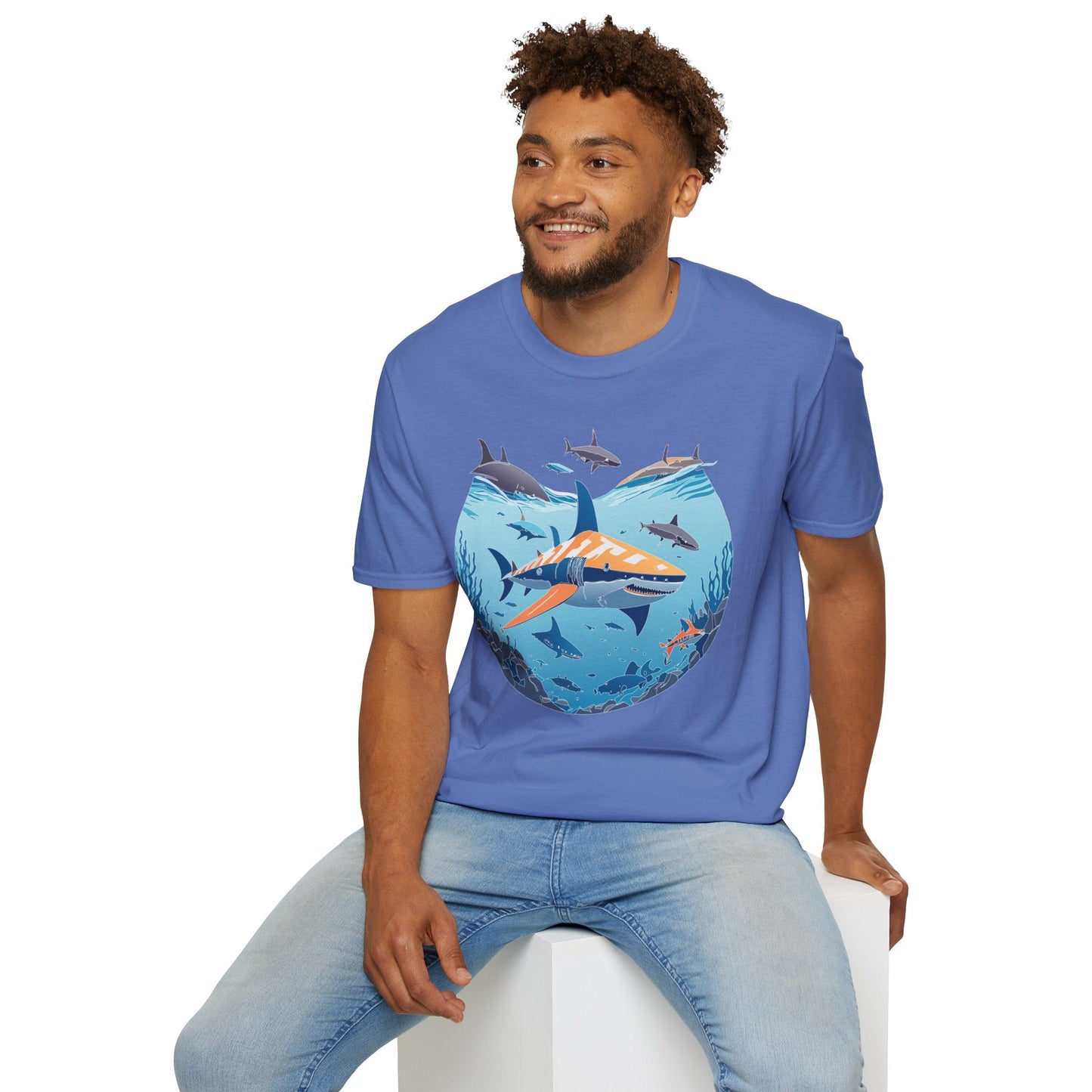 Ocean Tee Shirt Unisex Softstyle Gildan 64000 100 Percent Ring Spun Cotton Breathable U Boat Design