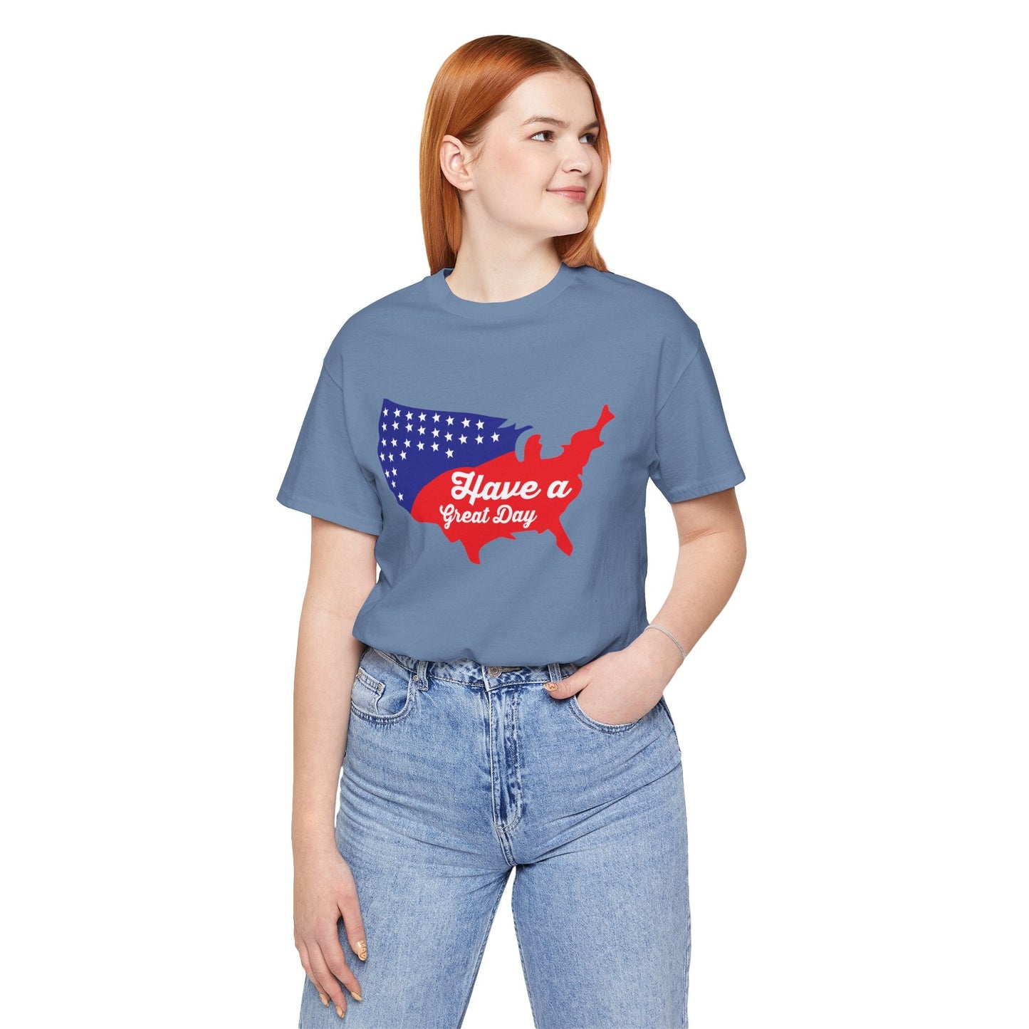 USA Map Patriotic Graphic Unisex Cotton T-Shirt 021