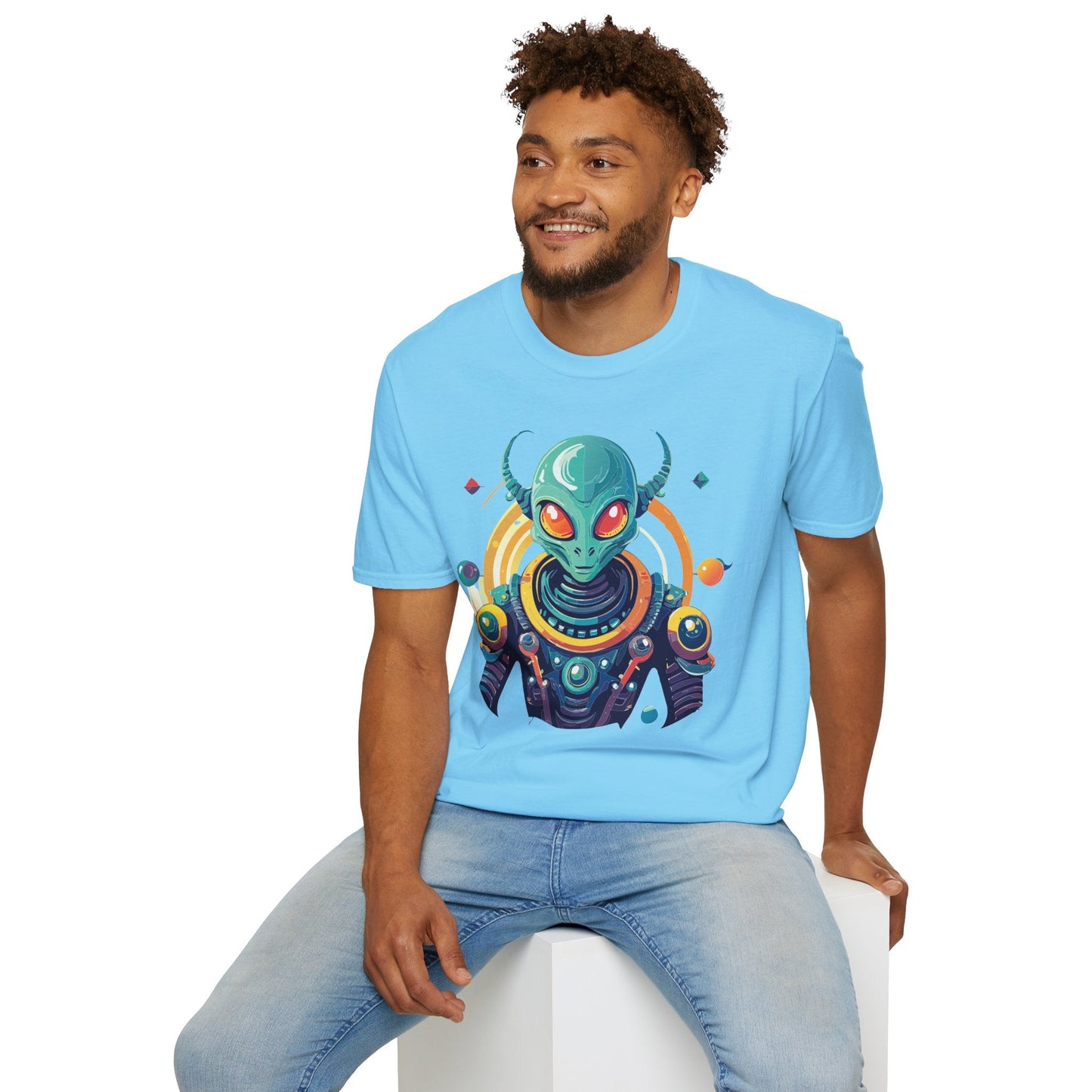 Alien Cosmos T Shirt Unisex Softstyle Cotton Tee With Alien Art Design Premium Comfort