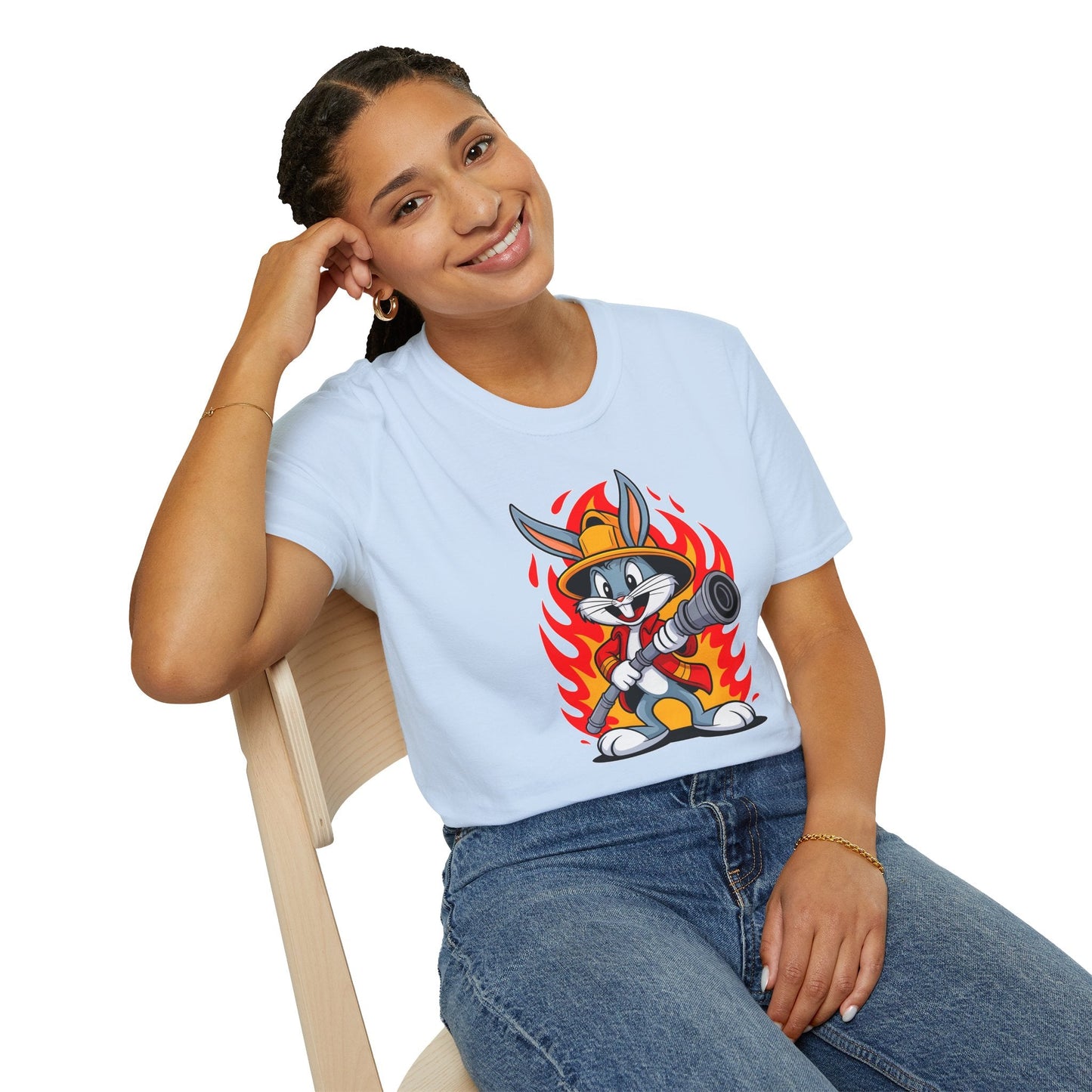 Cartoon Bunny Graphic Unisex Cotton Animal Animation Artwork Design Tee 11