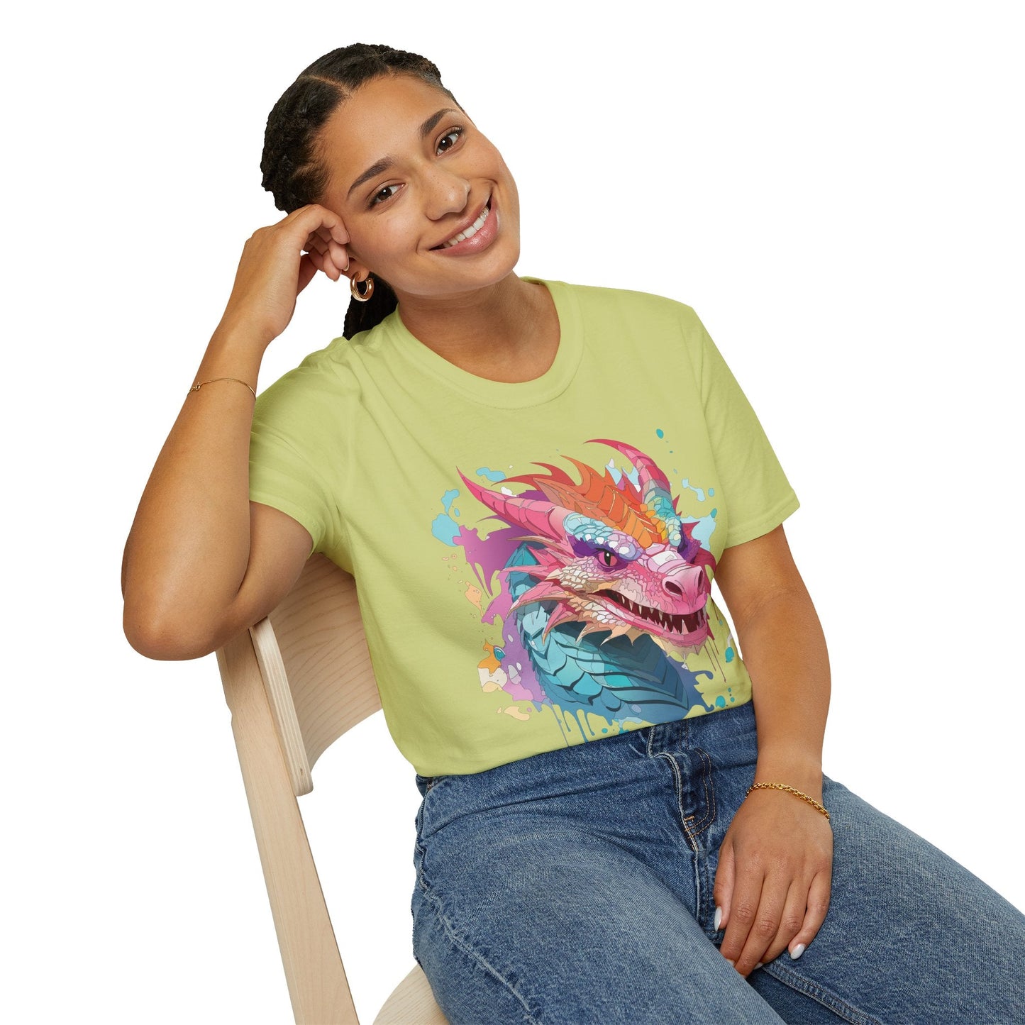 Dragon Graphic Tee Unisex Gildan Softstyle Cotton Shirt With Animal Art Design 64000
