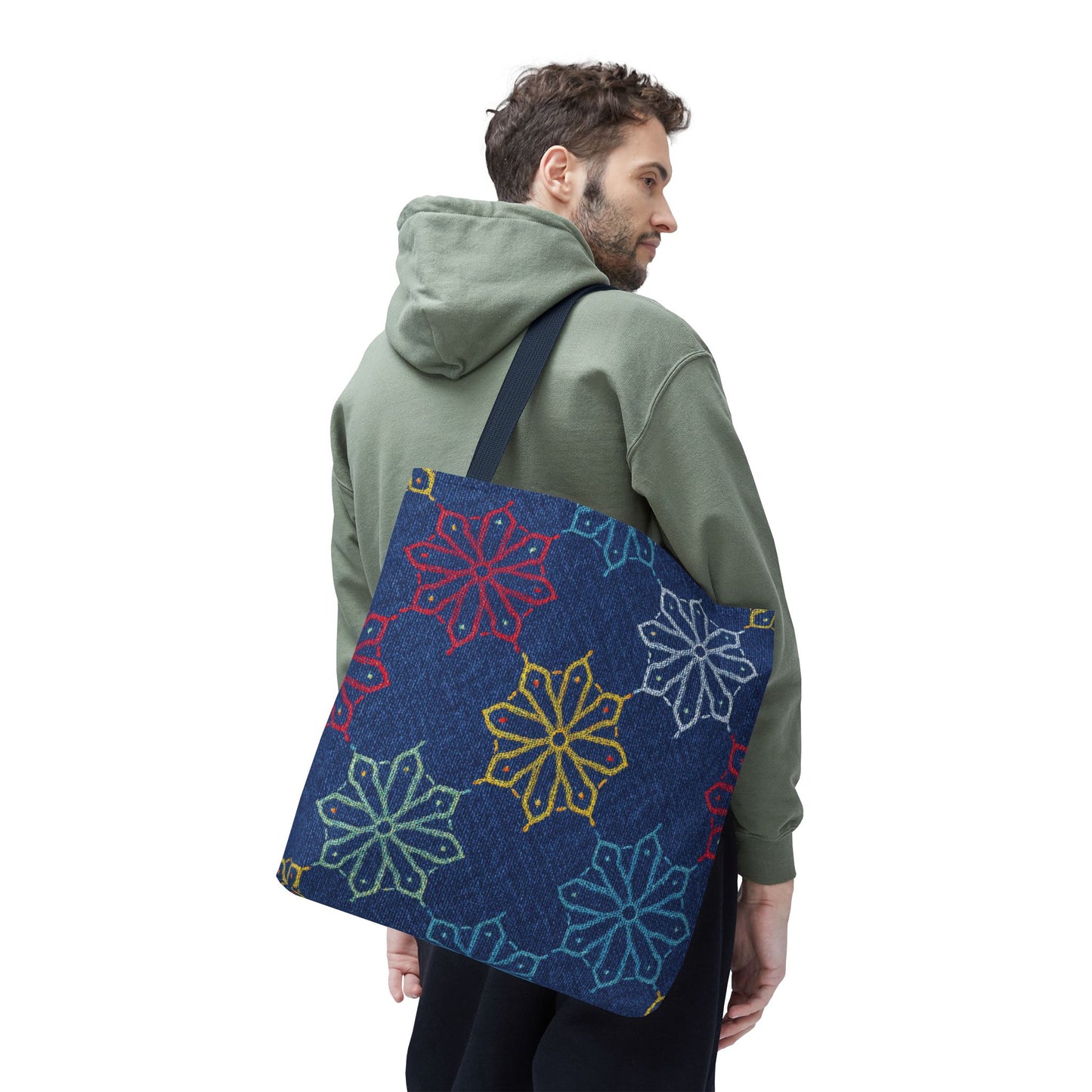 Diwali Graphic Denim Fabric Imitation Print Unisex Canvas Bag Poly Spun 3 Sizes Tote Bag 205-7