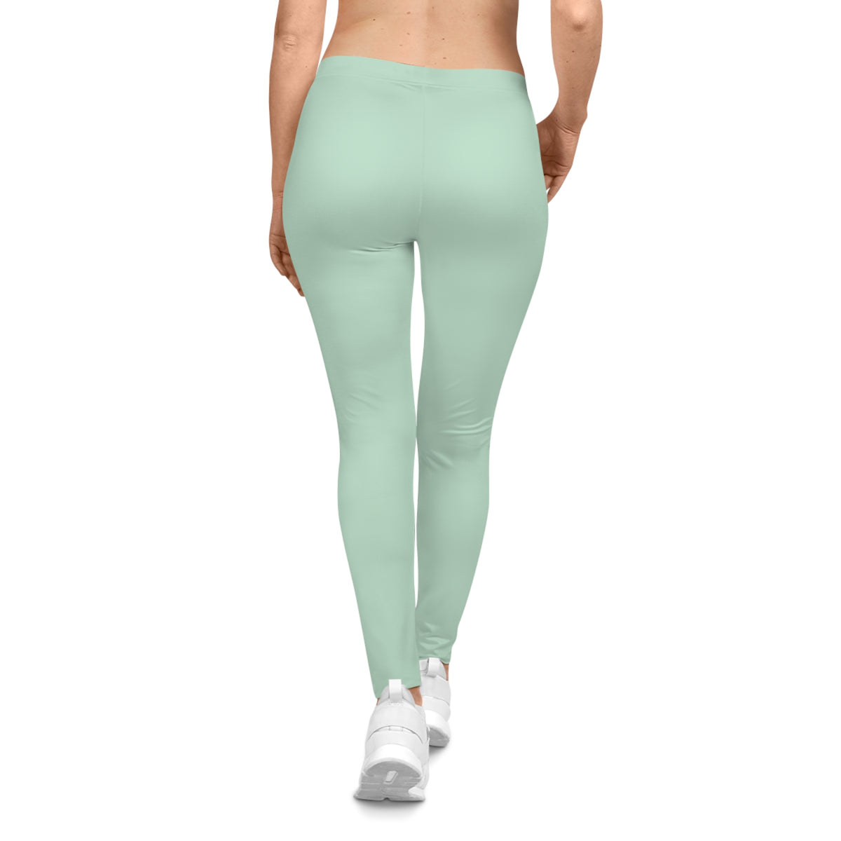 Pale Green Mint Color Women's Poly-Span Casual Leggings XS-2XL