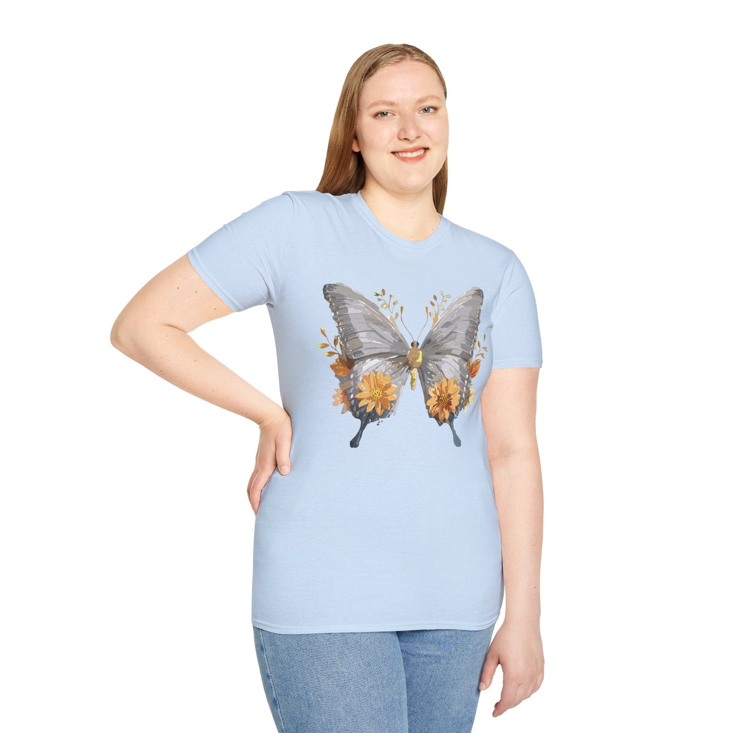 Butterfly T Shirt For Unisex Gildan Softstyle 64000 Cotton Comfort Monarch Design Tee