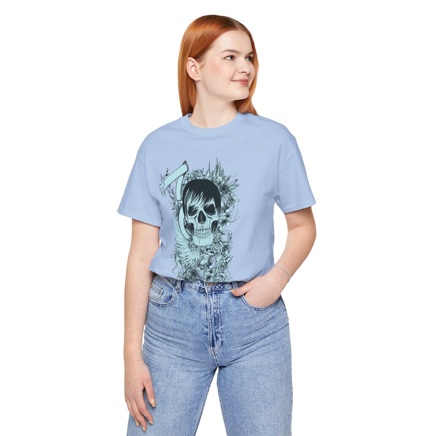 Sky Skull Graphic Design Tee, Skull Shirt, Vintage Tees, Art Design T-Shirt, Vintage Graphic Tee, Art Shirts with Skulls