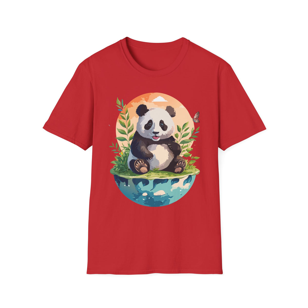 Cute Panda Illustration T-Shirt | Panda Bear Nature Scene