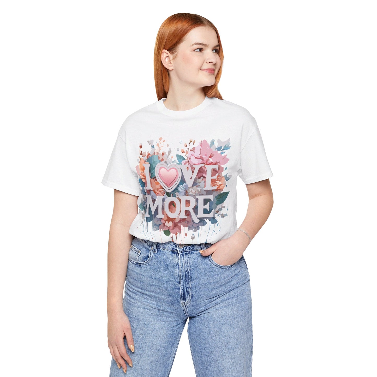 Valentine Day Graphic Unisex 100 Cotton Vintage Artwork with Love and Flower Design Tee 17