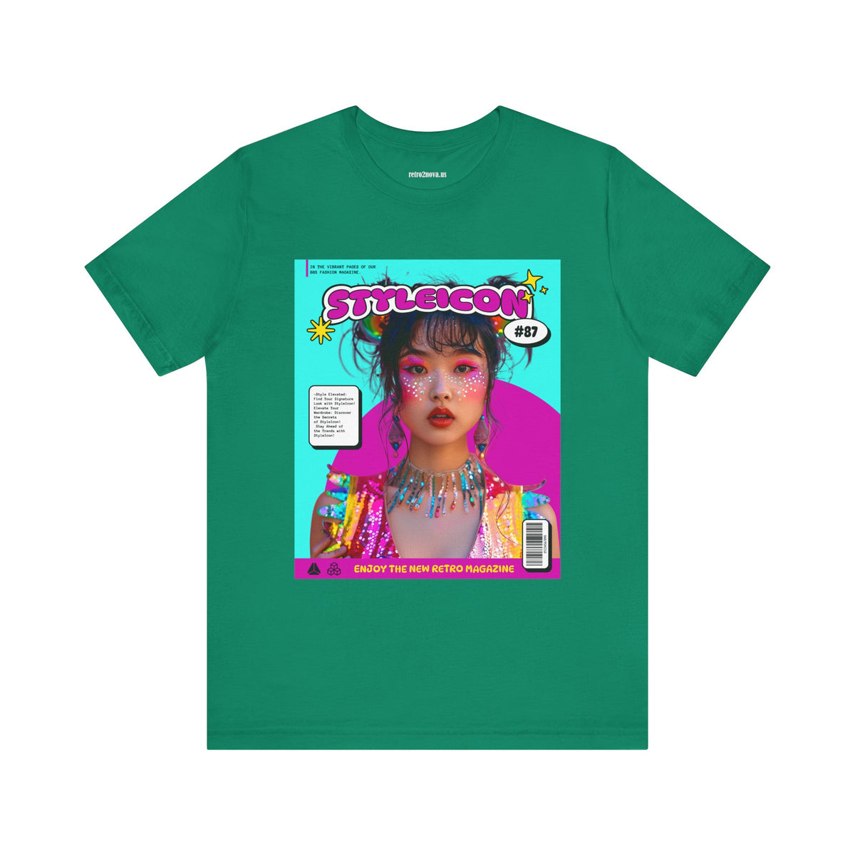 Magazine Cover Graphic Unisex Cotton Bella+Canvas Tee with Retro Poster ab32