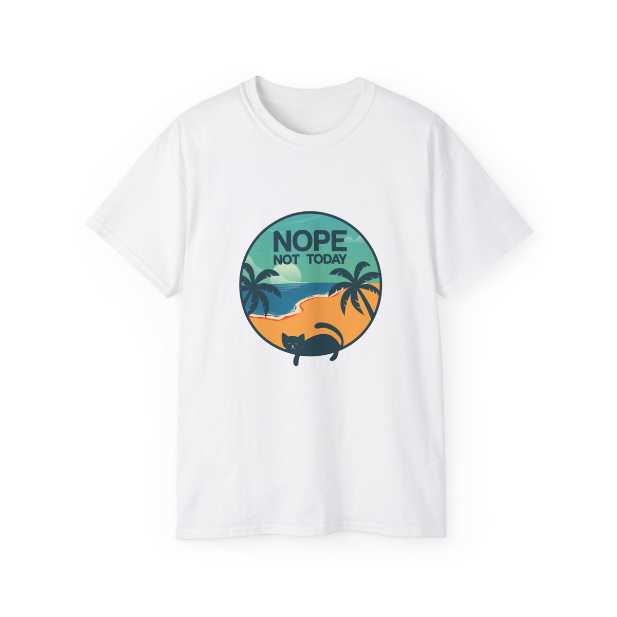 Nope Not Today sloth tee | Tropical palm sunset shirt