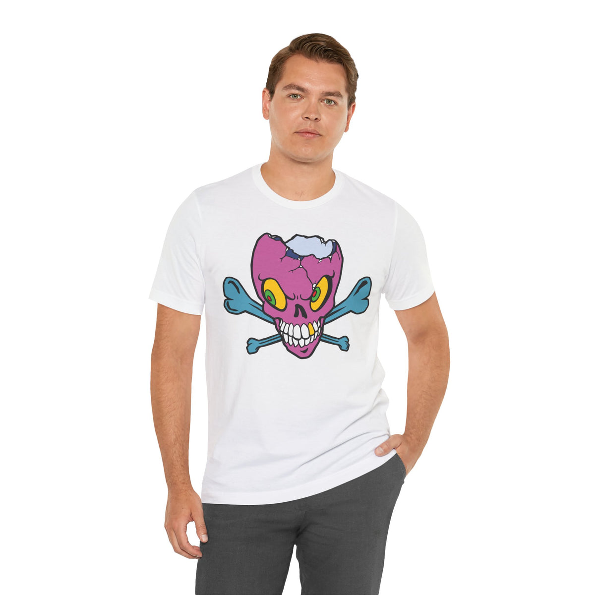 Purple Skull Graphic Design Tee, Skull Shirt, Vintage Tees, Art Design T-Shirt, Vintage Graphic Tee, Art Shirts with Skulls 5
