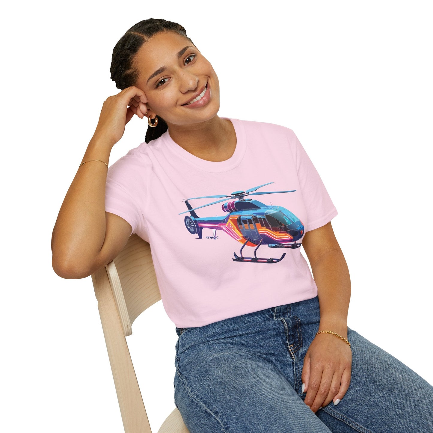 Chopper Helicopter T Shirt Unisex Softstyle 100 Percent Ring Spun Cotton Premium Tee