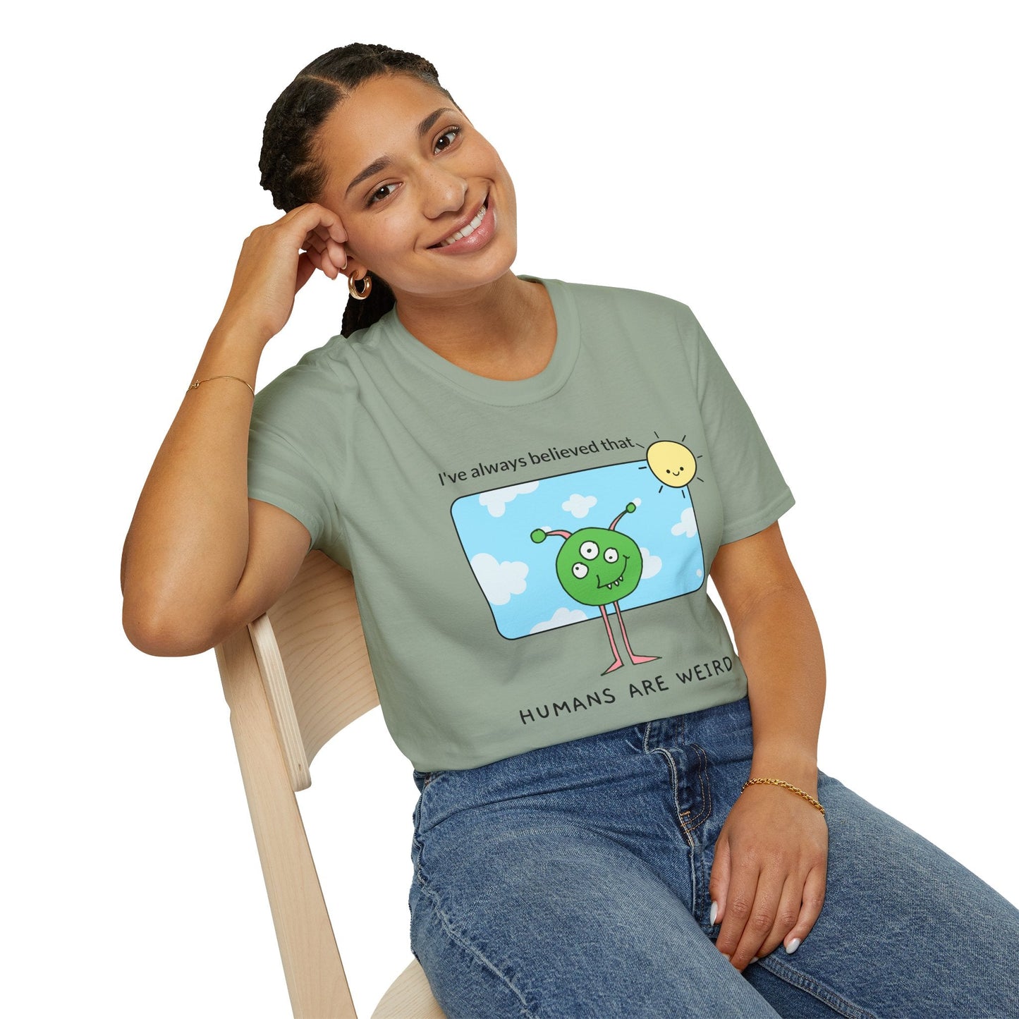Alien Cartoon Humans Are Weird TShirt