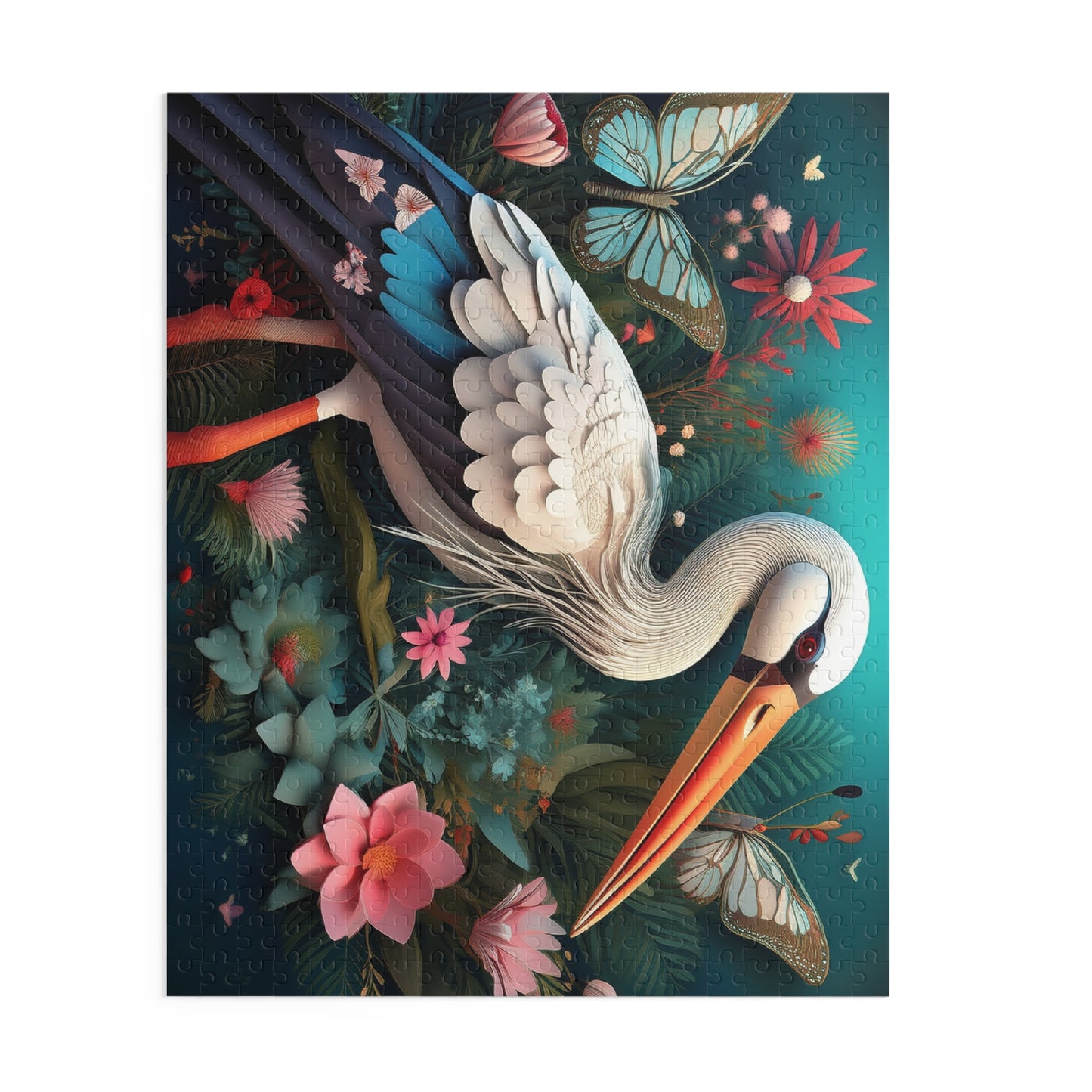 Puzzles-40 Kids Stork Puzzle 500-Piece | Floral Stork Puzzle 500-Piece, Birds Kids Puzzles Size: 16" x 20",  Ages 9+