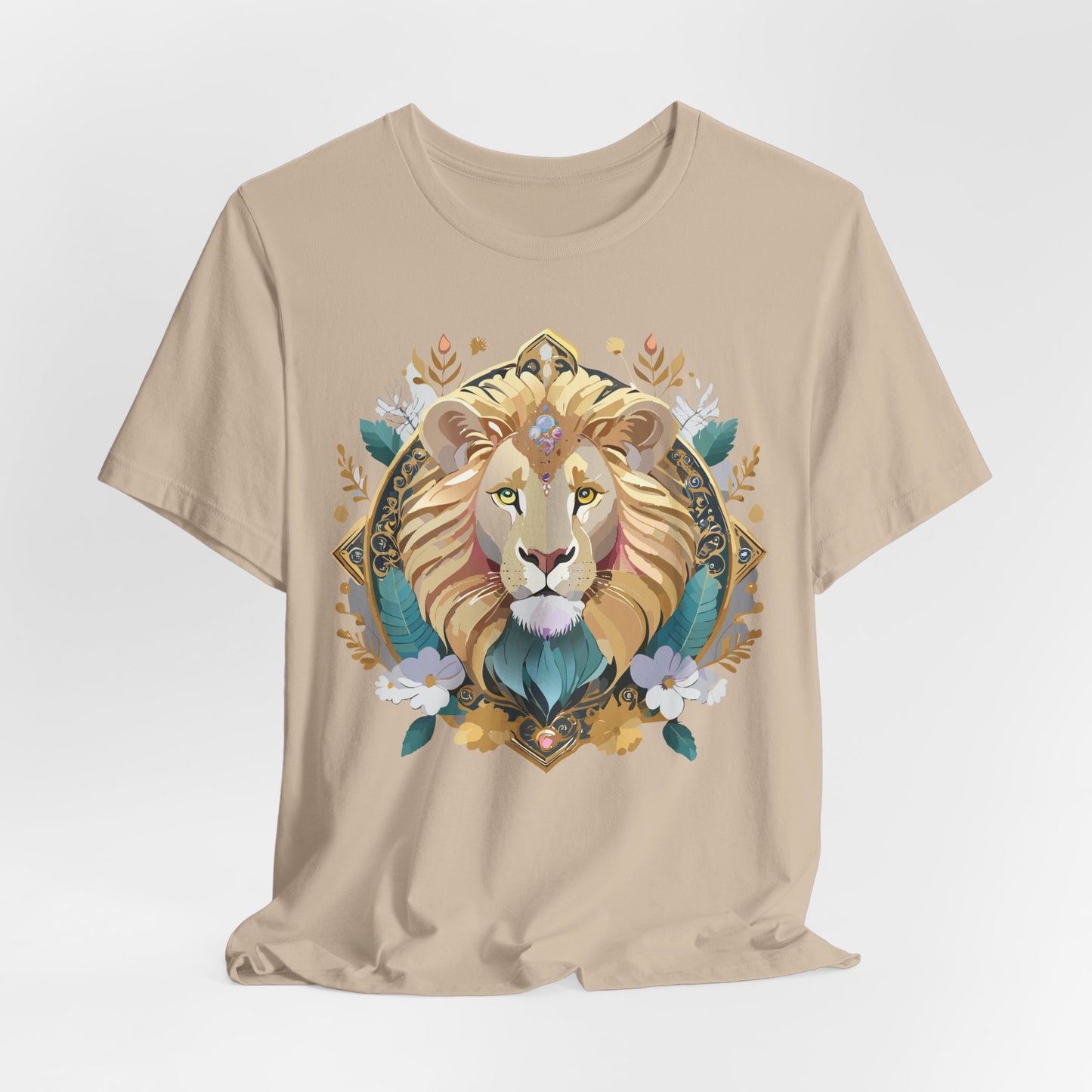 Unisex Lion Graphic Tee, Animal Shirt, Tee Shirt with Lion, Medallion T-Shirt, Animal Medallion Tees 2