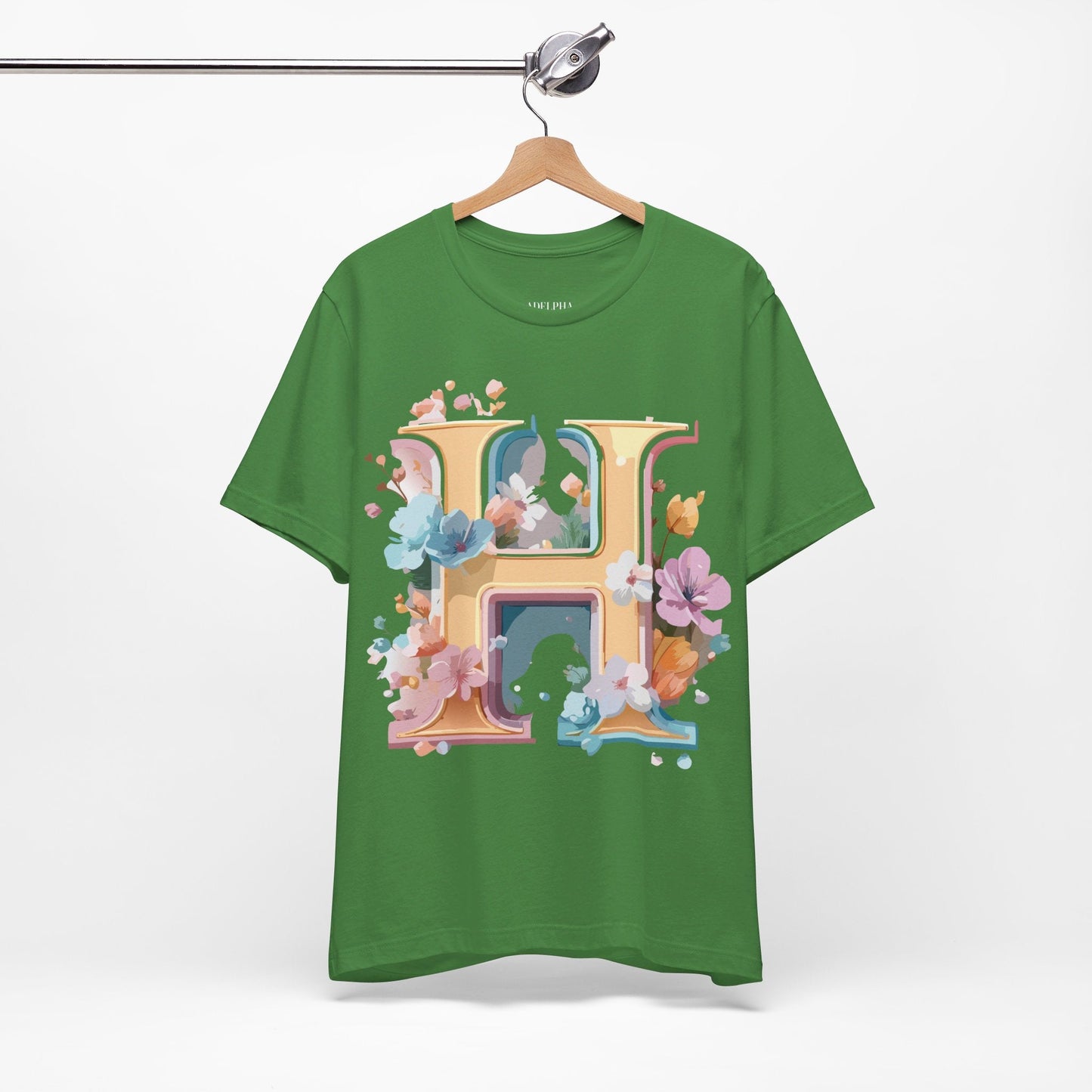 Letter H Graphic Tee Unisex Short Sleeve Shirt By Adelpha Featuring Vintage Inspired Artwork