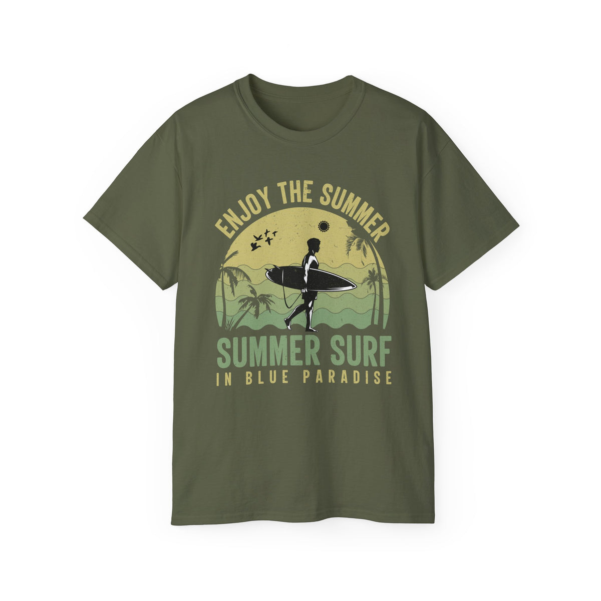 Summer Surf Design Graphic Tee Gildan Unisex 100 Cotton Tee Shirt -SD-7