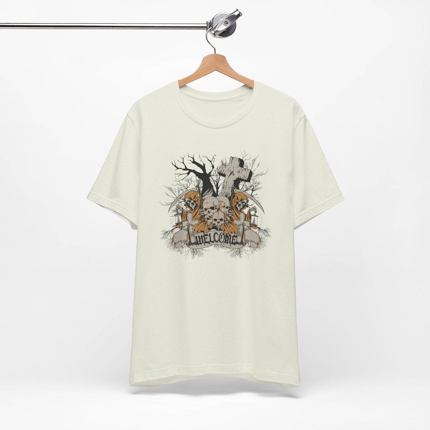 Skull Halloween Graphic Design Unisex Cotton T-Shirt Art-50