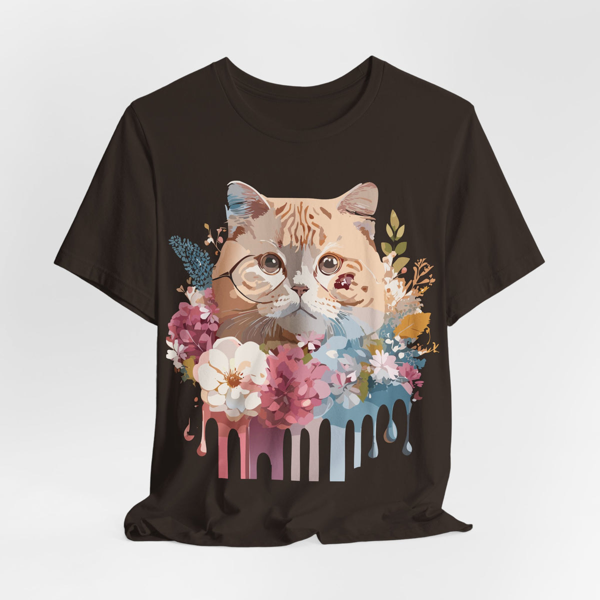Cat Graphic Unisex Cotton Bella+Canvas Tee with Art Animal Design e103
