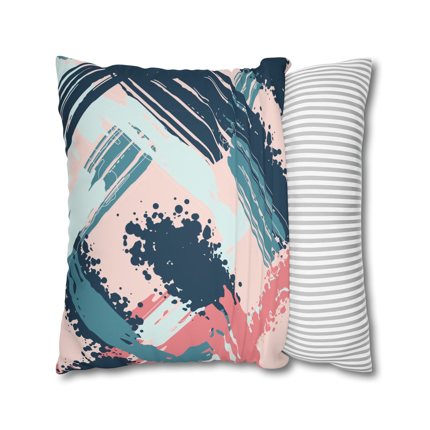 Faux Suede Pillowcase with Abstract print