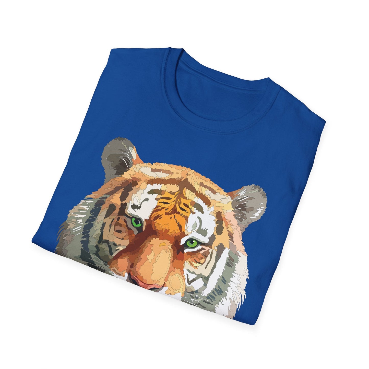 Tiger Print Shirt Unisex Animal Tee Gildan Softstyle 64000 Cotton Comfort