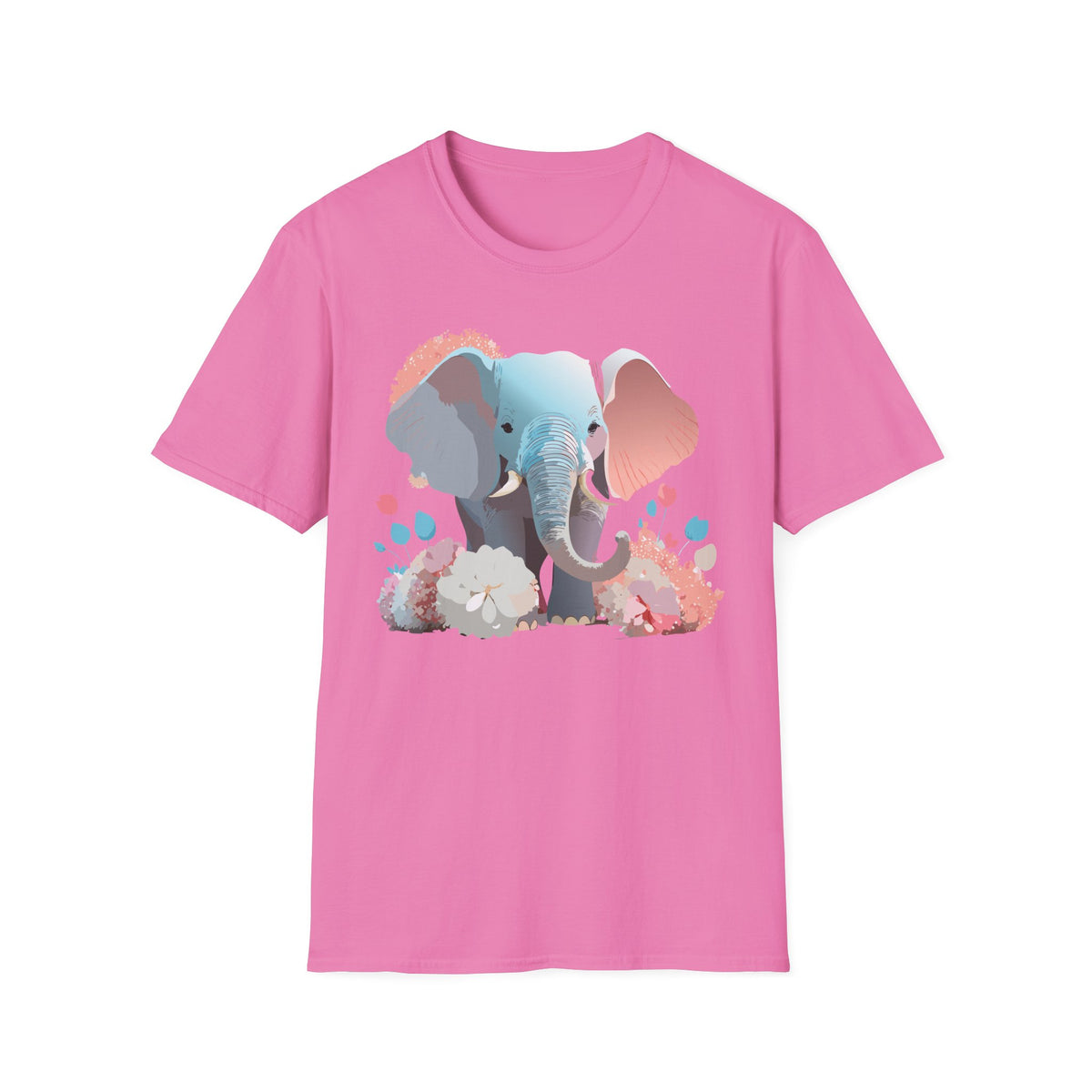 Pastel Elephant Illustration T-Shirt | Cute Watercolor Elephant Tee