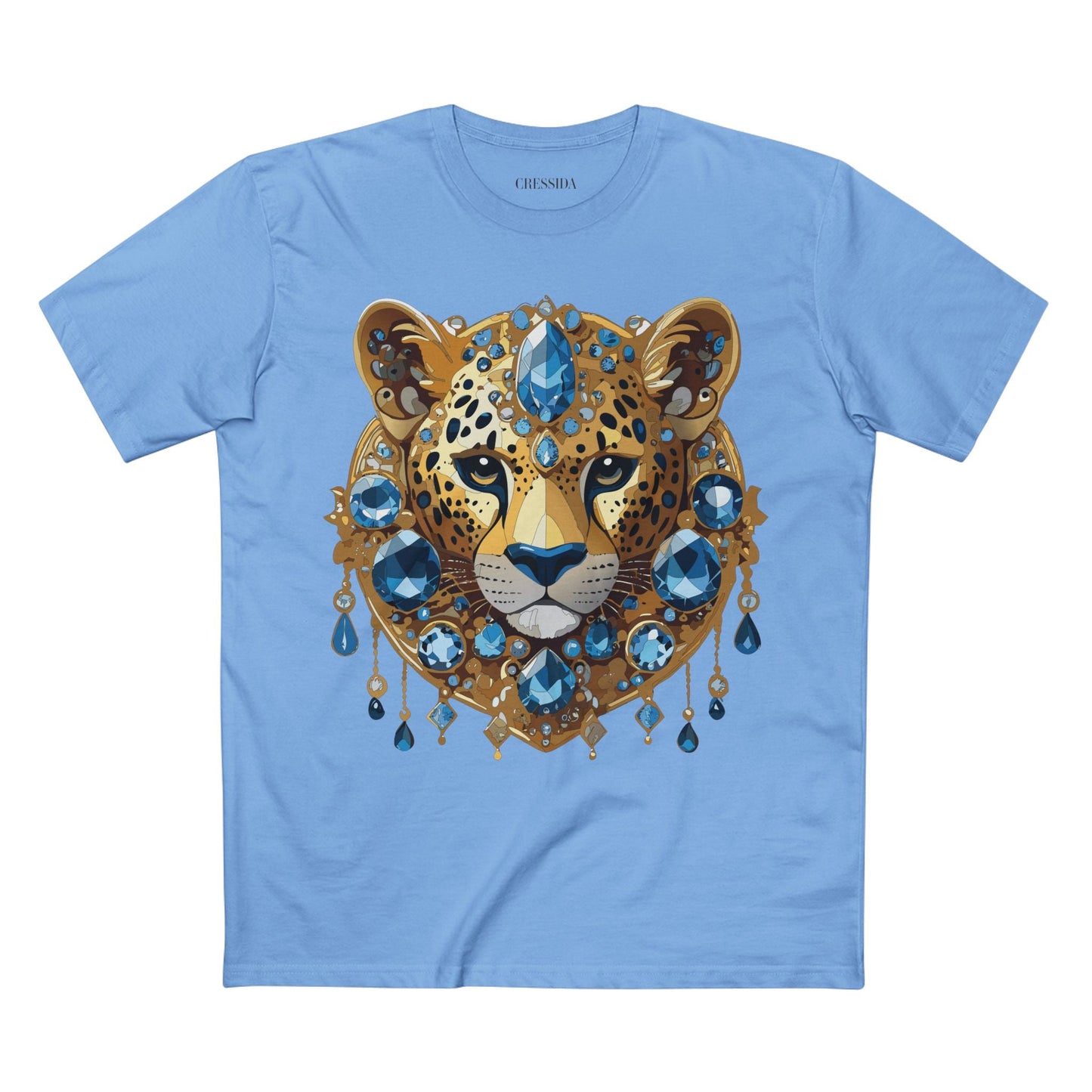 Cheetah Graphic Unisex 100 Cotton Tee With Unique Animal Golden Medallion Art Design 49