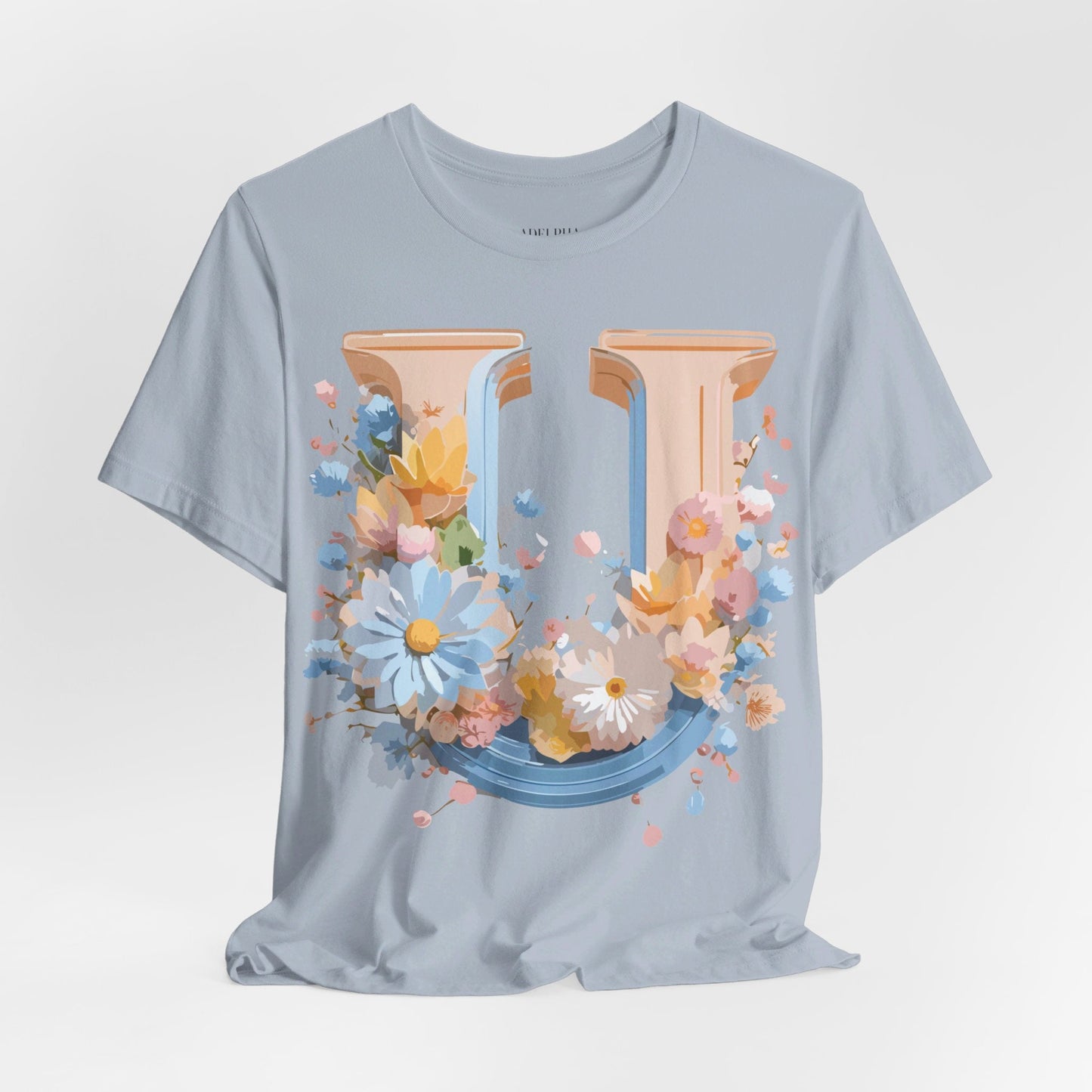 Letter U Shirt Unisex Graphic Tee By Adelpha Vintage Inspired Short Sleeve Art Design