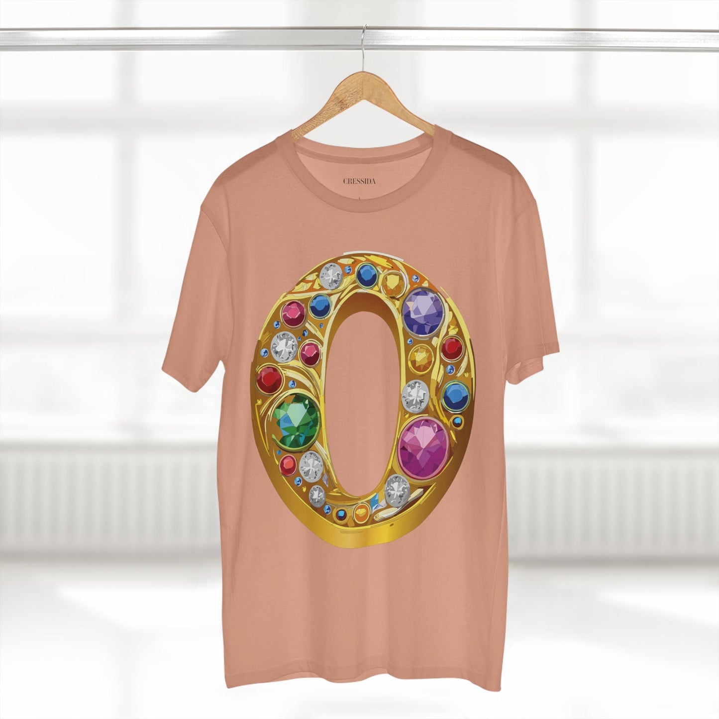 Letter O Graphic Design Tee Unisex 100 Cotton With Antique Gold Letters Artwork T-Shirt