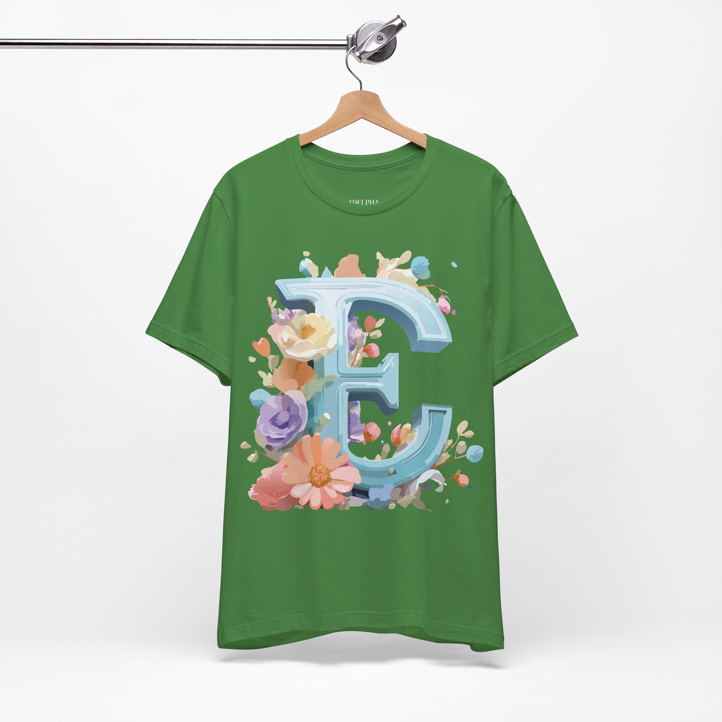 Letter E Graphic Tee Unisex Vintage Inspired Art Design Adelpha Short Sleeve Shirt