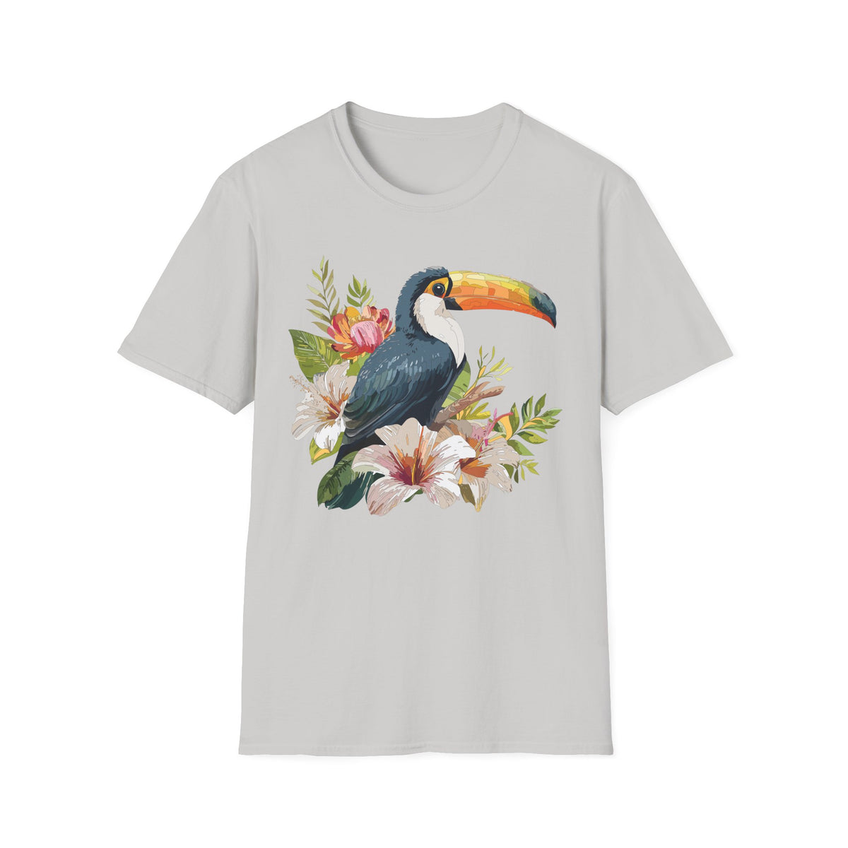 Toucan Floral Illustration T-Shirt | Tropical Bird Art Tee
