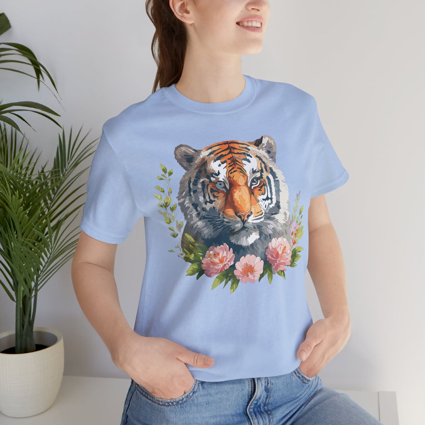 Floral Tiger Shirt, Animal Shirt, Tiger Tee, Unisex Tee, Floral T-shirt, T-Shirt with Animal