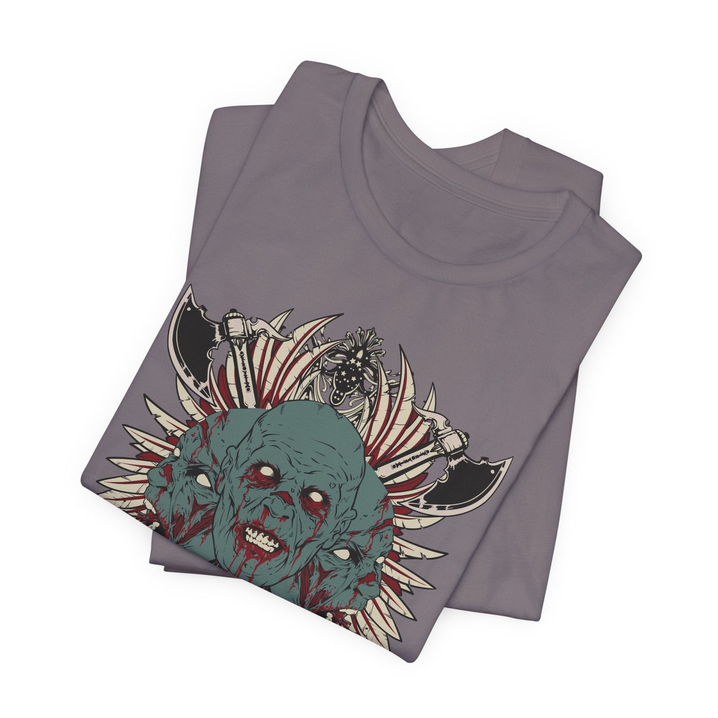 Zombie Skull Mandala T-Shirt Horror Graphic Tee, Gothic Skull Art-54-2