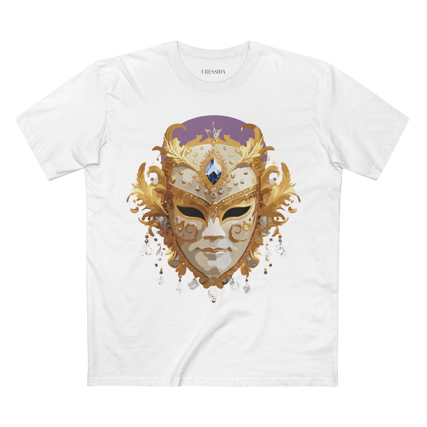 Carnival Mask Graphic T-Shirt Unisex 100 Cotton With Antique Gold Art Design Tee 18