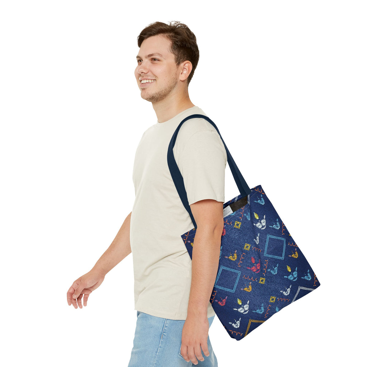Diwali Graphic Denim Fabric Imitation Print Unisex Canvas Bag Poly Spun 3 Sizes Tote Bag 205-13