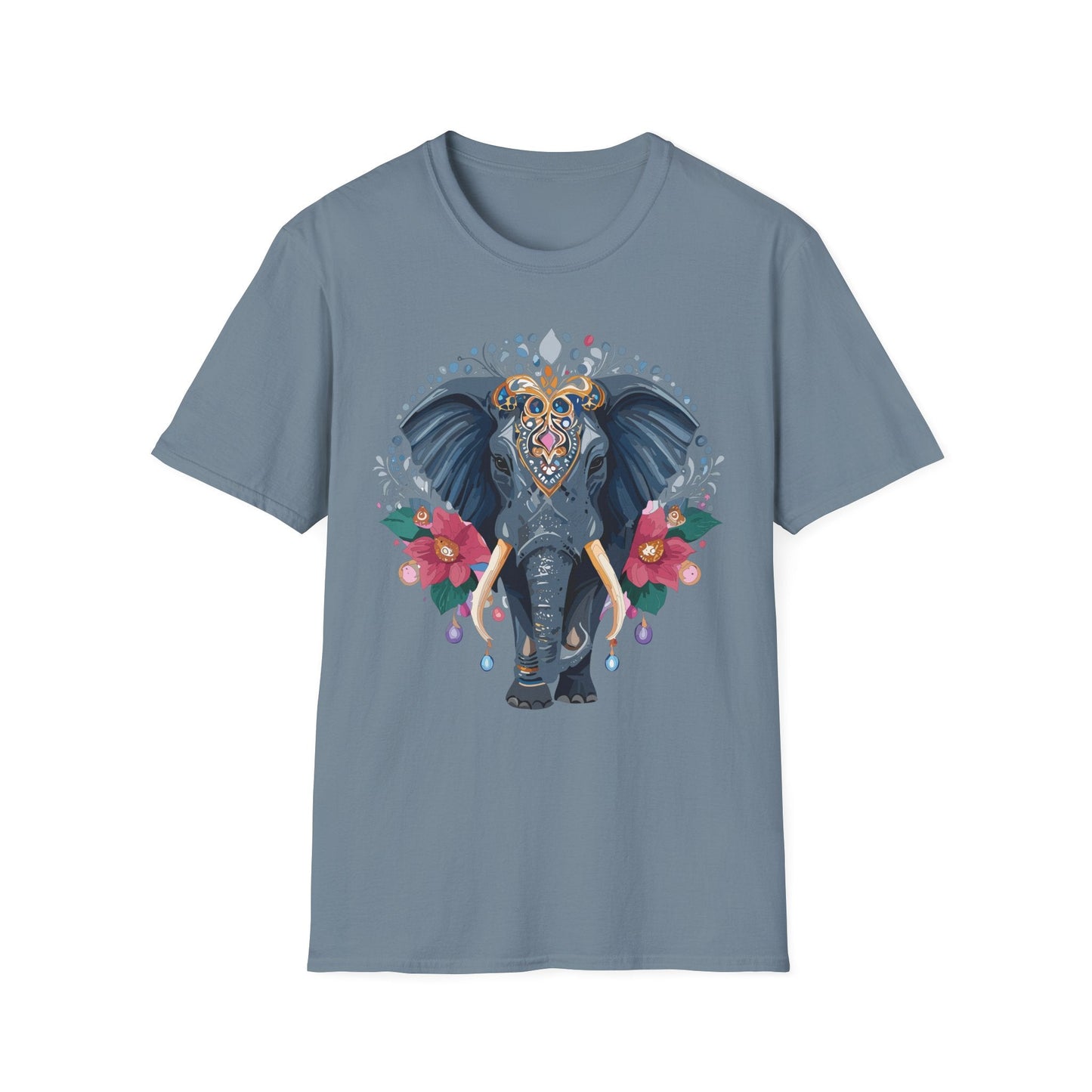 Elephant Graphic T Shirt Unisex Cotton Tee Softstyle Gildan 64000 Elephant Design