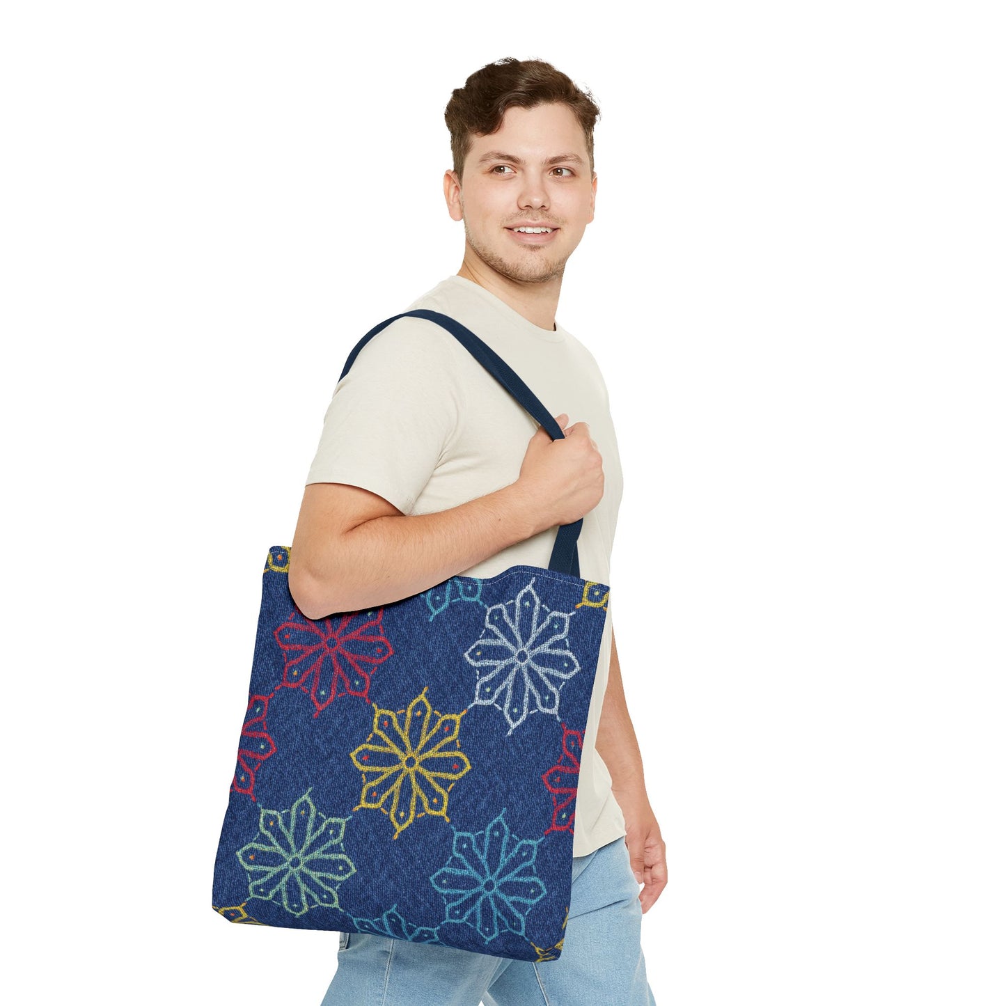 Diwali Graphic Denim Fabric Imitation Print Unisex Canvas Bag Poly Spun 3 Sizes Tote Bag 205-7