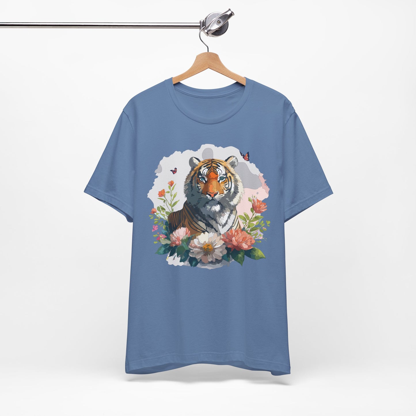 Floral Tiger Graphic Tee, Animal Shirt, Tiger Shirt, Flower Top, T-Shirt with Animal, Art Design