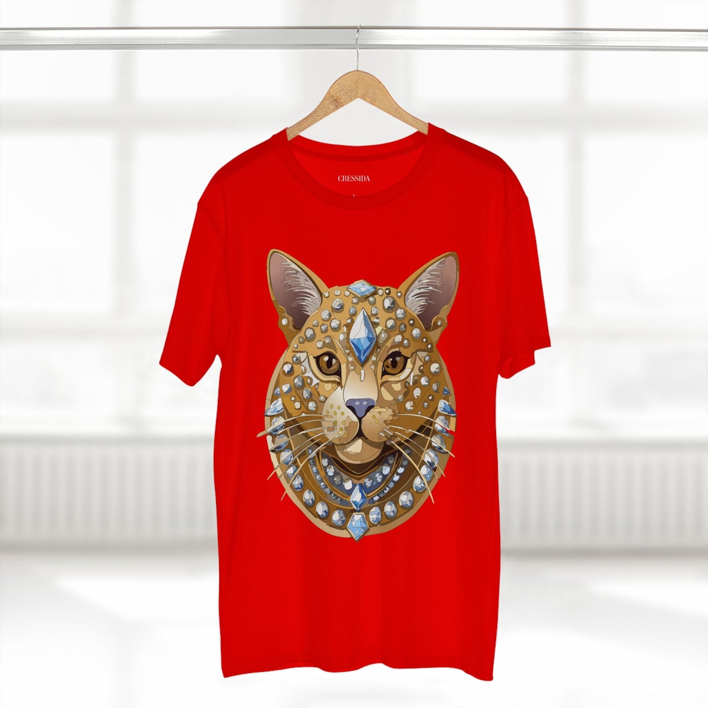 Cat Graphic Unisex 100 Cotton Tee With Unique Animal Golden Medallion Art Design 11