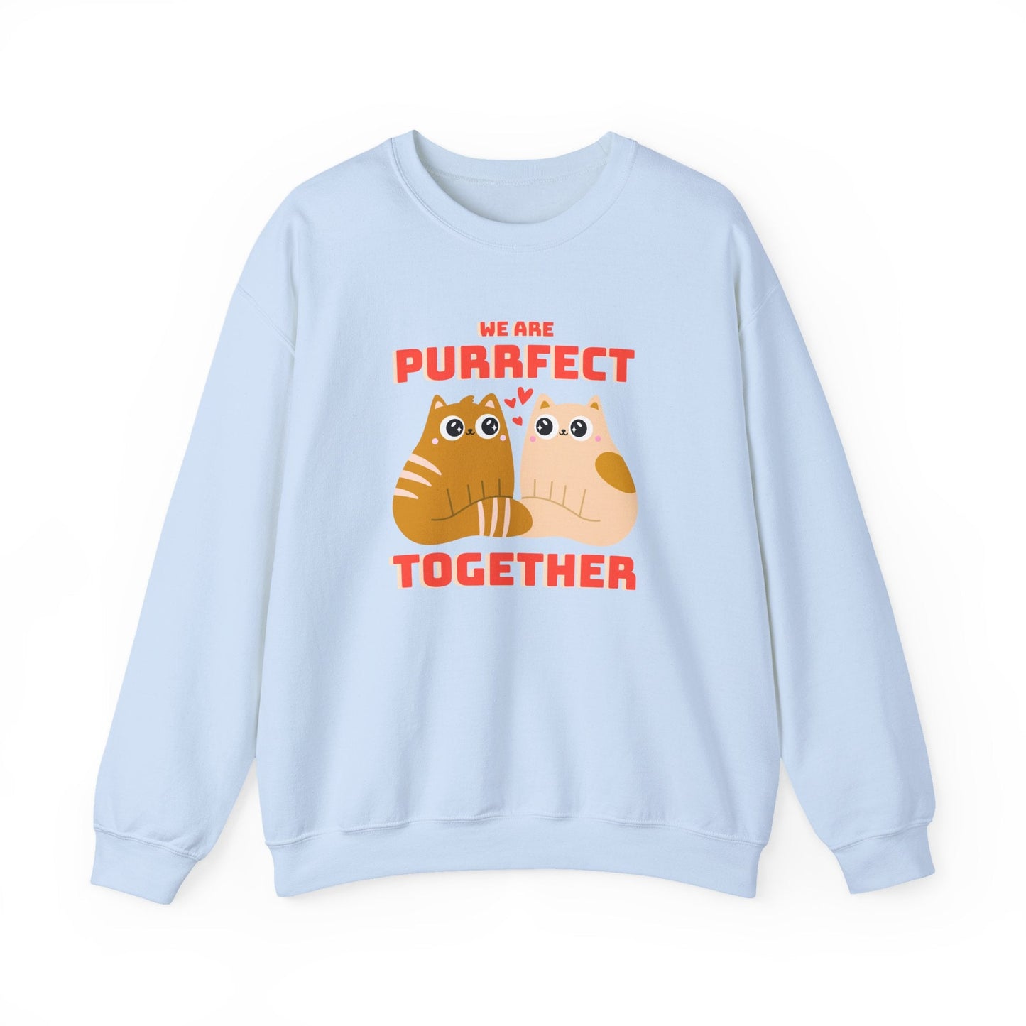 Cat Heart Sweatshirt Unisex 50/50 Cotton-Poly Blend Valentine Gift For Cat Lovers