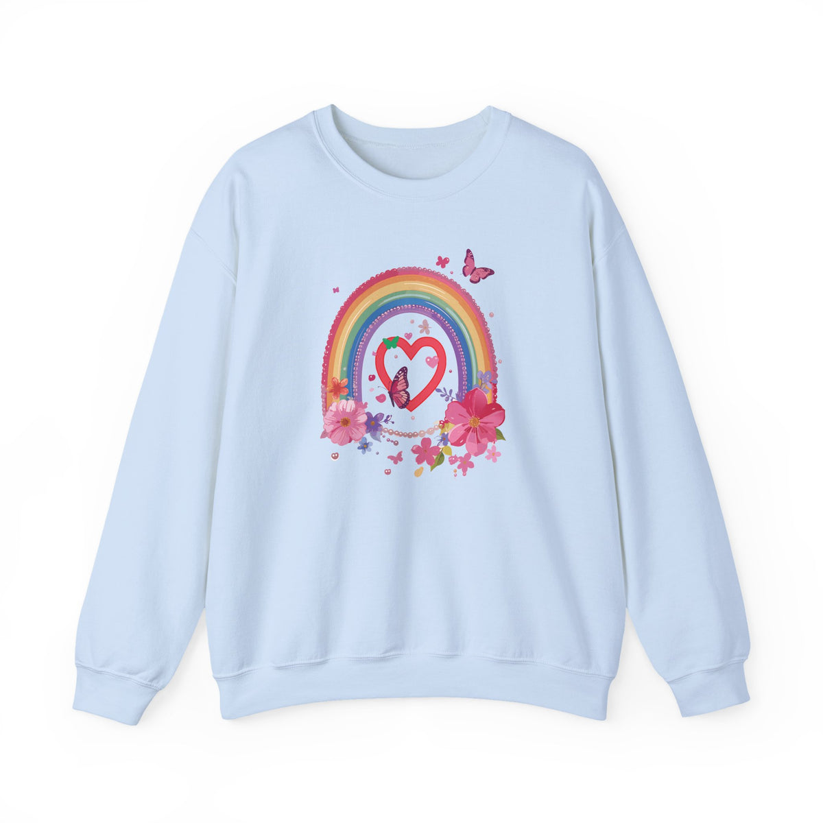 Rainbow Heart Sweatshirt, Floral Heart Sweatshirt, Floral Love Sweatshirt, Valentine's Day Sweatshirt, Rainbow Heart Floral Sweatshirt 112
