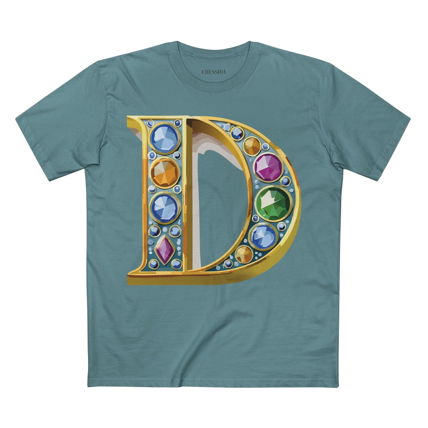 Letter D Graphic Design Tee Unisex 100 Cotton With Antique Gold Letters Artwork T-Shirt