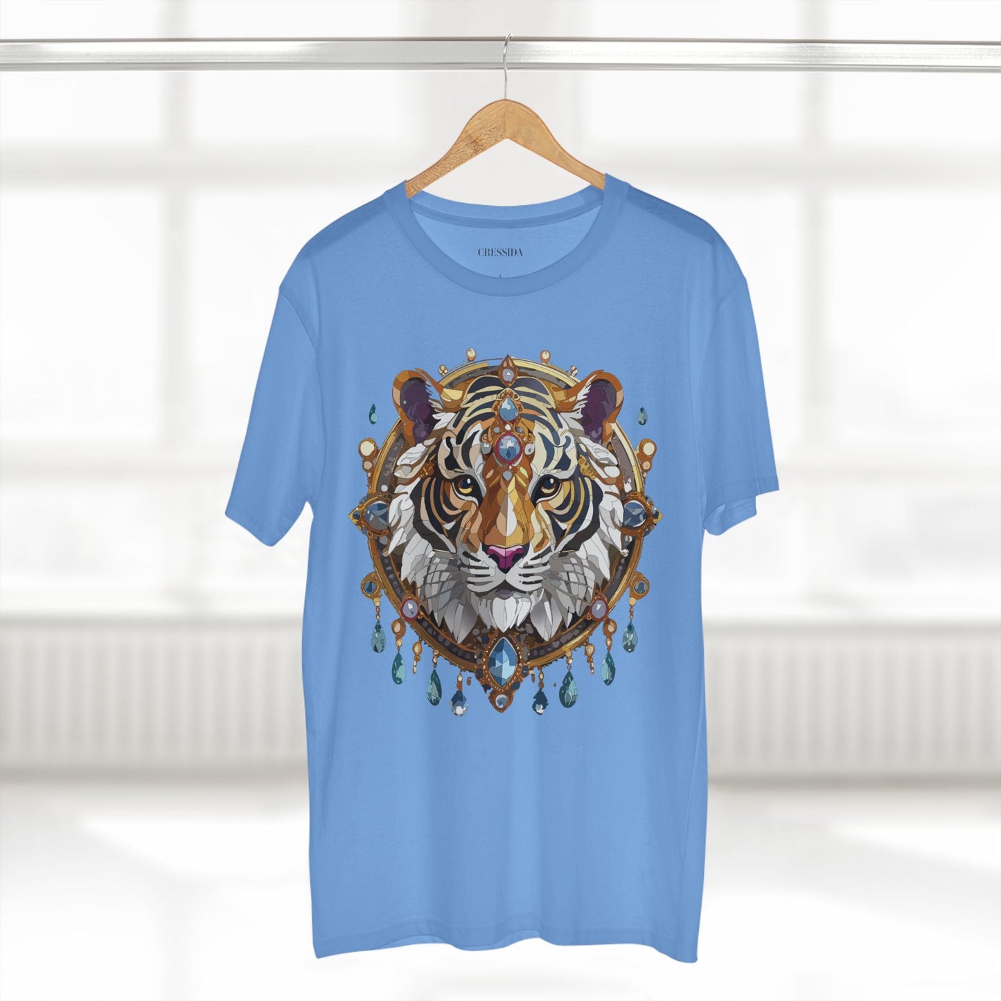 Tiger Graphic Unisex 100 Cotton Tee With Unique Animal Golden Medallion Art Design 55