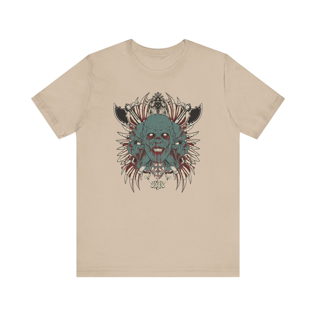 Zombie Skull Mandala T-Shirt Horror Graphic Tee, Gothic Skull Unisex Cotton Art-54-2