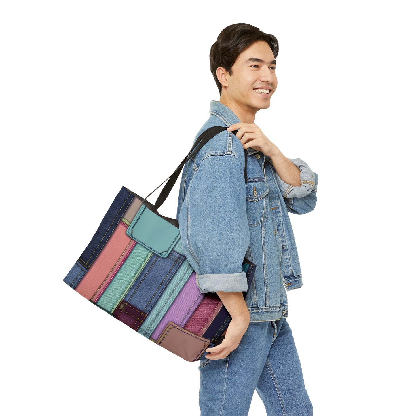 Denim Print Yoga Bag High-Quality 100% Spun Polyester 24x13 Canvas Gym Bag 52