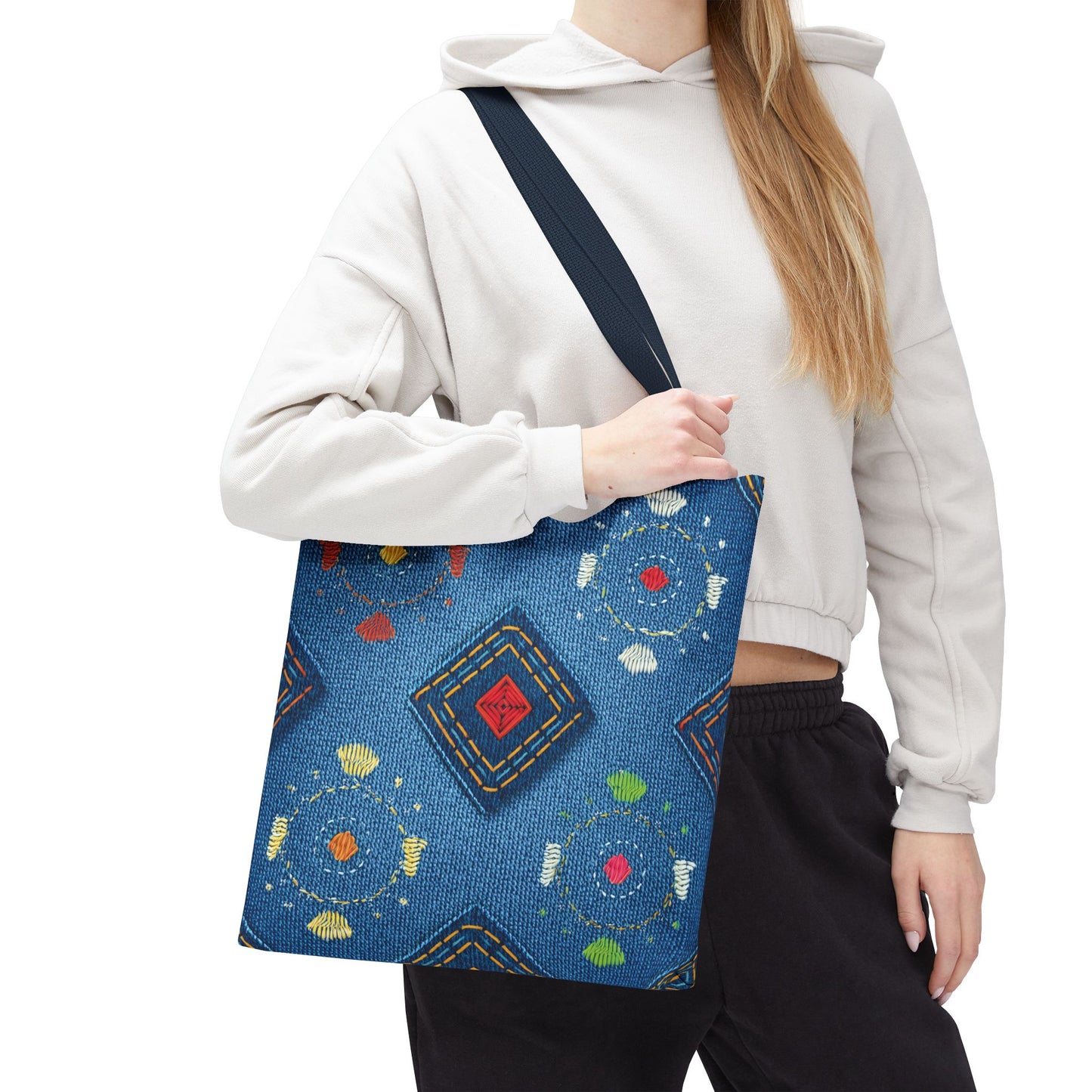 Diwali Graphic Denim Fabric Imitation Print Unisex Canvas Bag Poly Spun 3 Sizes Tote Bag 205-24