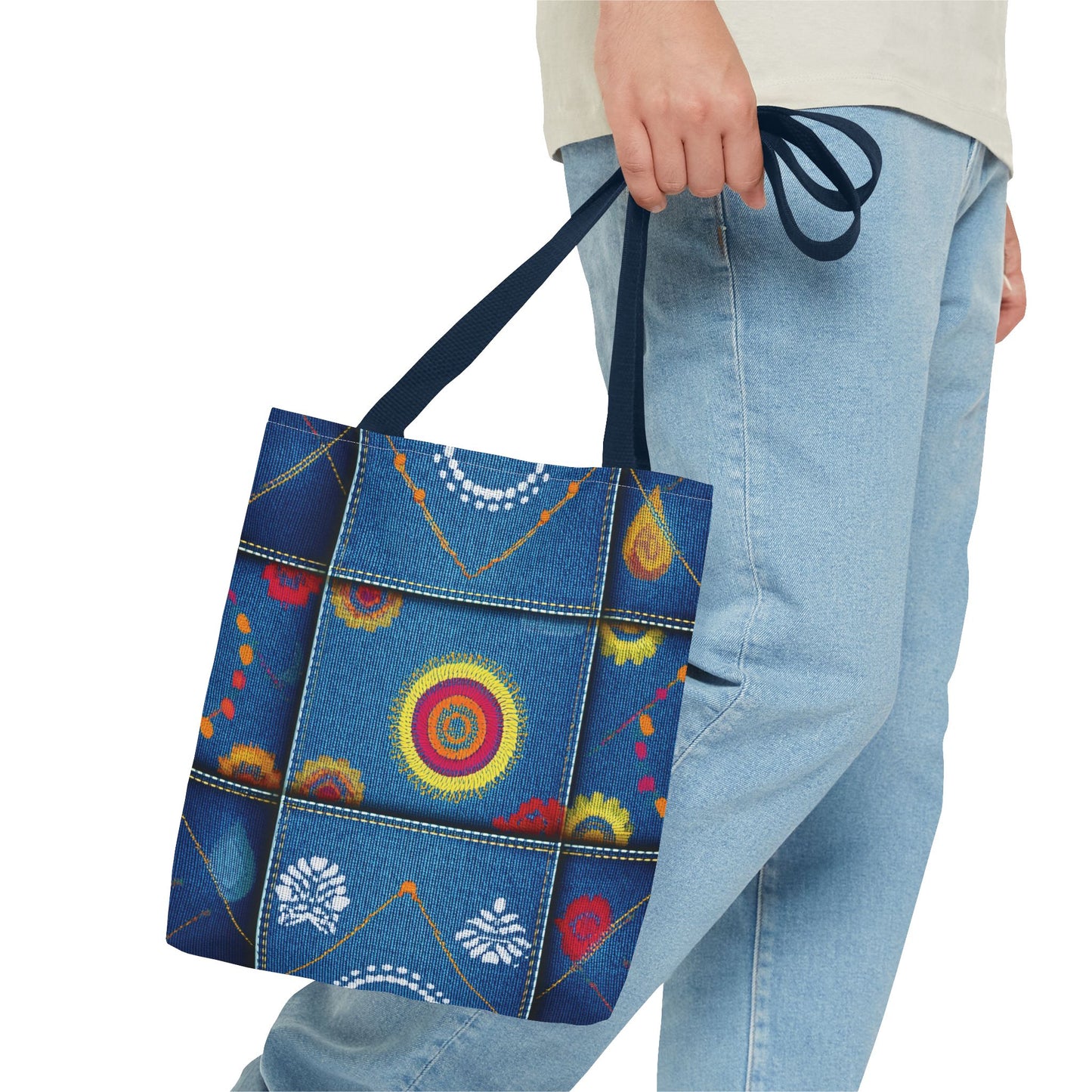 Diwali Graphic Denim Fabric Imitation Print Unisex Canvas Bag Poly Spun 3 Sizes Tote Bag 205-17