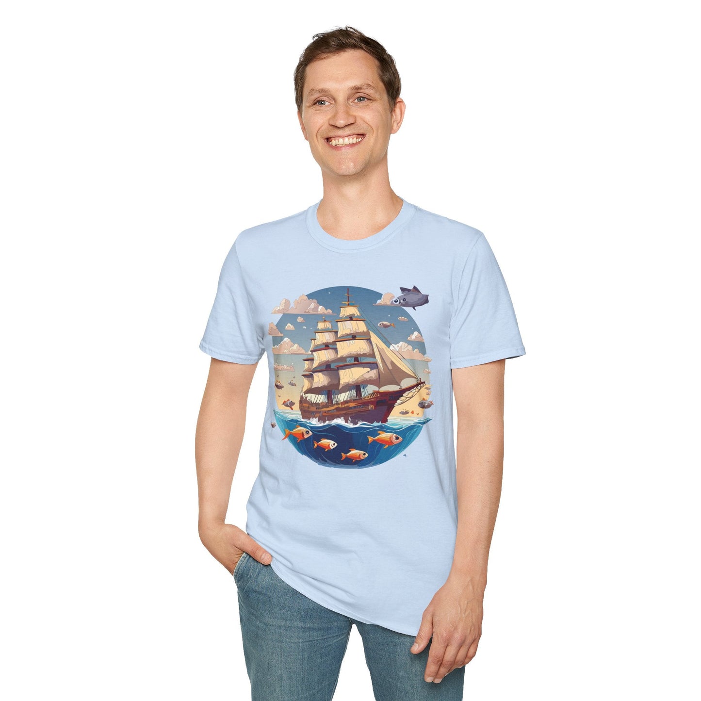 Nautical Ship Frigate Vessel T Shirt Unisex Premium Softstyle Cotton Tee Gildan 64000