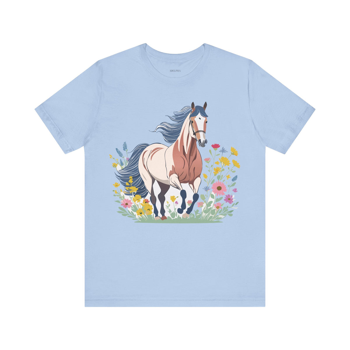Horse Graphic Unisex Cotton Bella+Canvas Tee with Art Animal Design e30